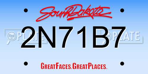 2N71B7 South Dakota License Plate