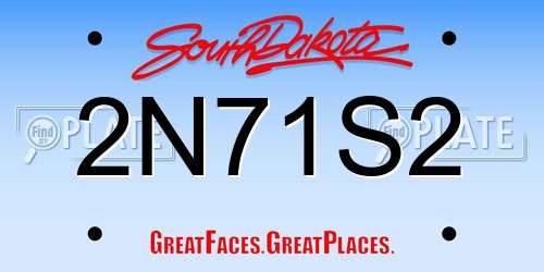 2N71S2 South Dakota License Plate
