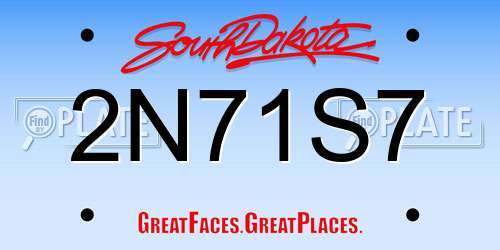 2N71S7 South Dakota License Plate