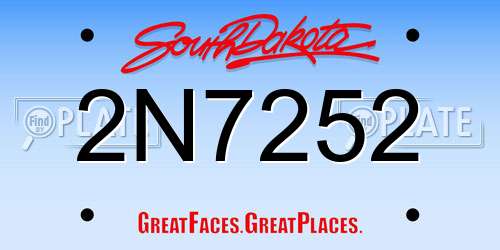 2N7252 South Dakota License Plate