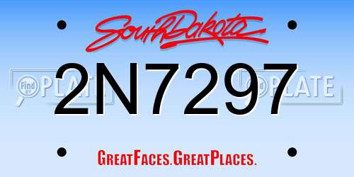 2N7297 South Dakota License Plate