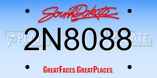 2N8088 South Dakota License Plate
