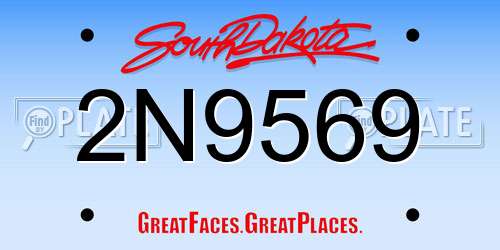 2N9569 South Dakota License Plate