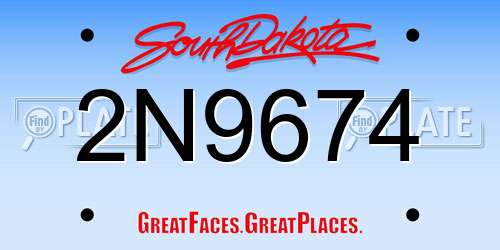 2N9674 South Dakota License Plate