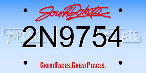 2N9754 South Dakota License Plate