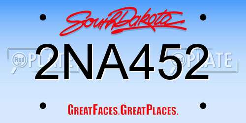 2NA452 South Dakota License Plate
