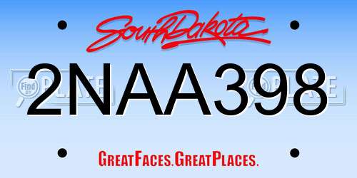 2NAA398 South Dakota License Plate