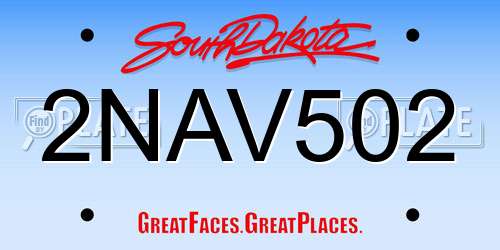 2NAV502 South Dakota License Plate
