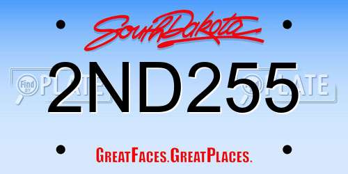2ND255 South Dakota License Plate