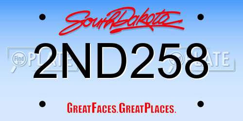 2ND258 South Dakota License Plate