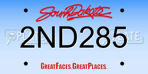 2ND285 South Dakota License Plate