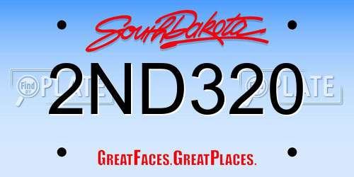 2ND320 South Dakota License Plate
