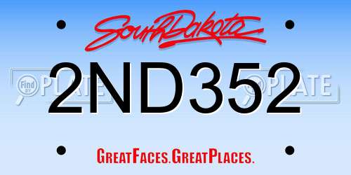 2ND352 South Dakota License Plate