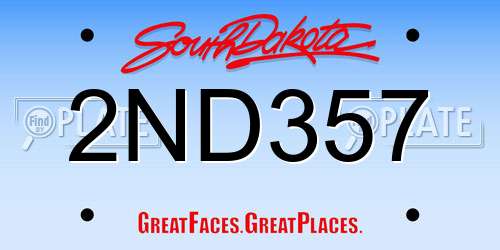 2ND357 South Dakota License Plate