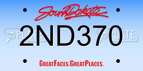 2ND370 South Dakota License Plate