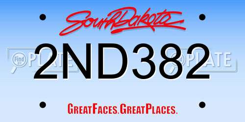 2ND382 South Dakota License Plate