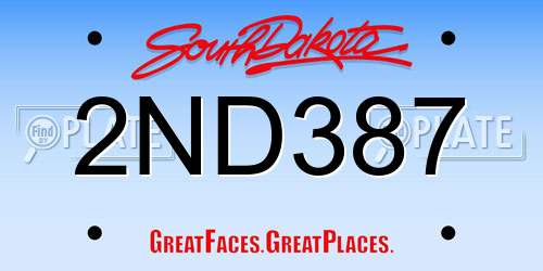 2ND387 South Dakota License Plate