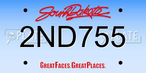 2ND755 South Dakota License Plate