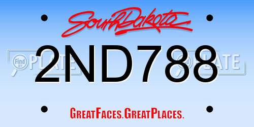 2ND788 South Dakota License Plate