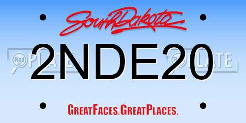 2NDE20 South Dakota License Plate