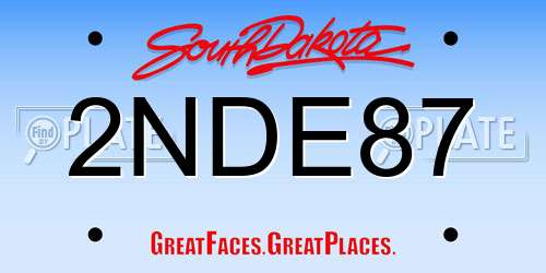 2NDE87 South Dakota License Plate