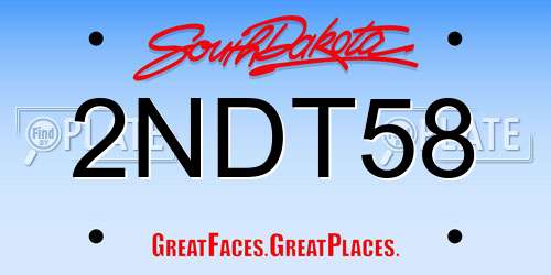 2NDT58 South Dakota License Plate