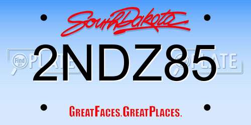 2NDZ85 South Dakota License Plate