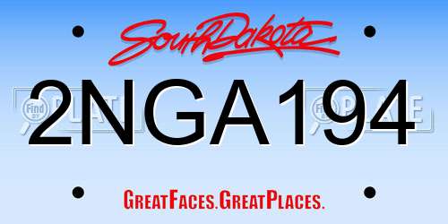 2NGA194 South Dakota License Plate