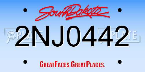 2NJ0442 South Dakota License Plate
