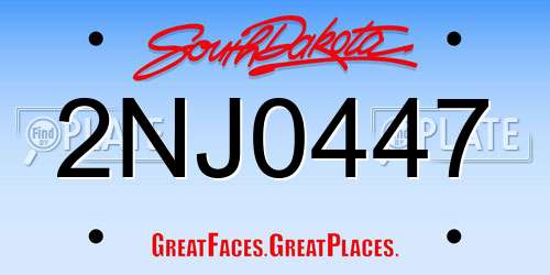 2NJ0447 South Dakota License Plate