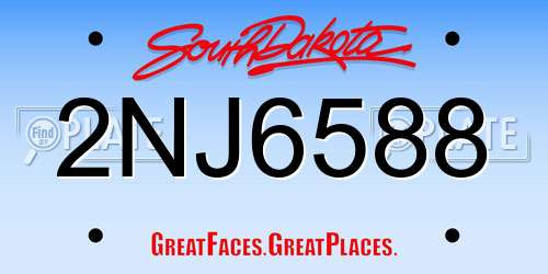 2NJ6588 South Dakota License Plate