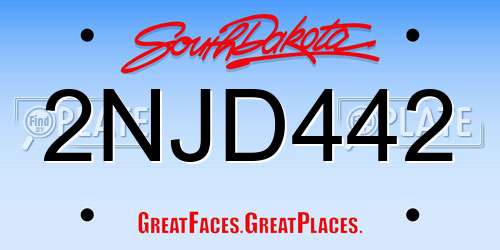 2NJD442 South Dakota License Plate