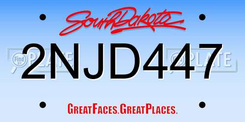 2NJD447 South Dakota License Plate