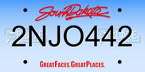 2NJO442 South Dakota License Plate