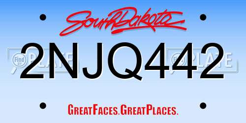 2NJQ442 South Dakota License Plate