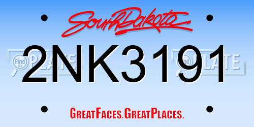 2NK3191 South Dakota License Plate