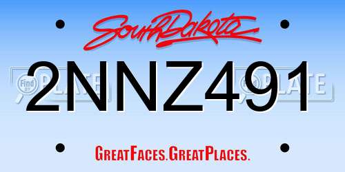 2NNZ491 South Dakota License Plate