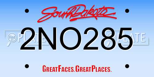 2NO285 South Dakota License Plate
