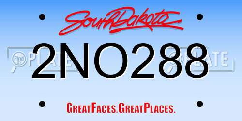 2NO288 South Dakota License Plate