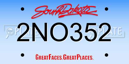 2NO352 South Dakota License Plate