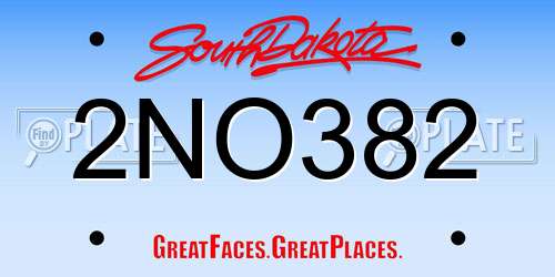 2NO382 South Dakota License Plate