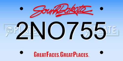 2NO755 South Dakota License Plate