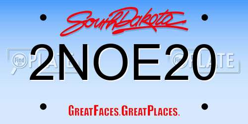 2NOE20 South Dakota License Plate