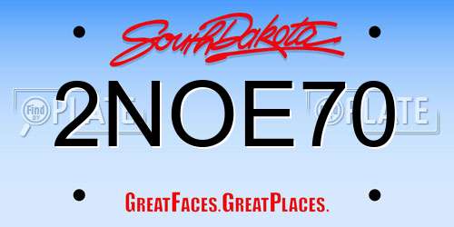 2NOE70 South Dakota License Plate