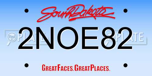 2NOE82 South Dakota License Plate