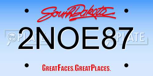 2NOE87 South Dakota License Plate