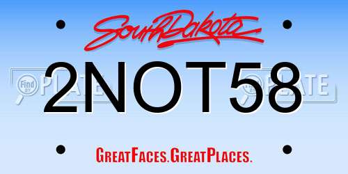 2NOT58 South Dakota License Plate
