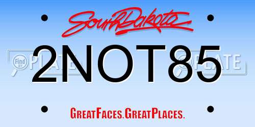2NOT85 South Dakota License Plate