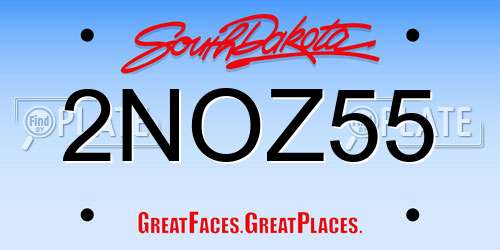 2NOZ55 South Dakota License Plate