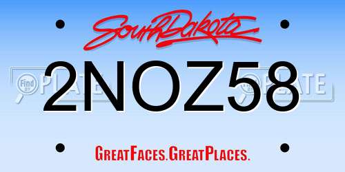 2NOZ58 South Dakota License Plate